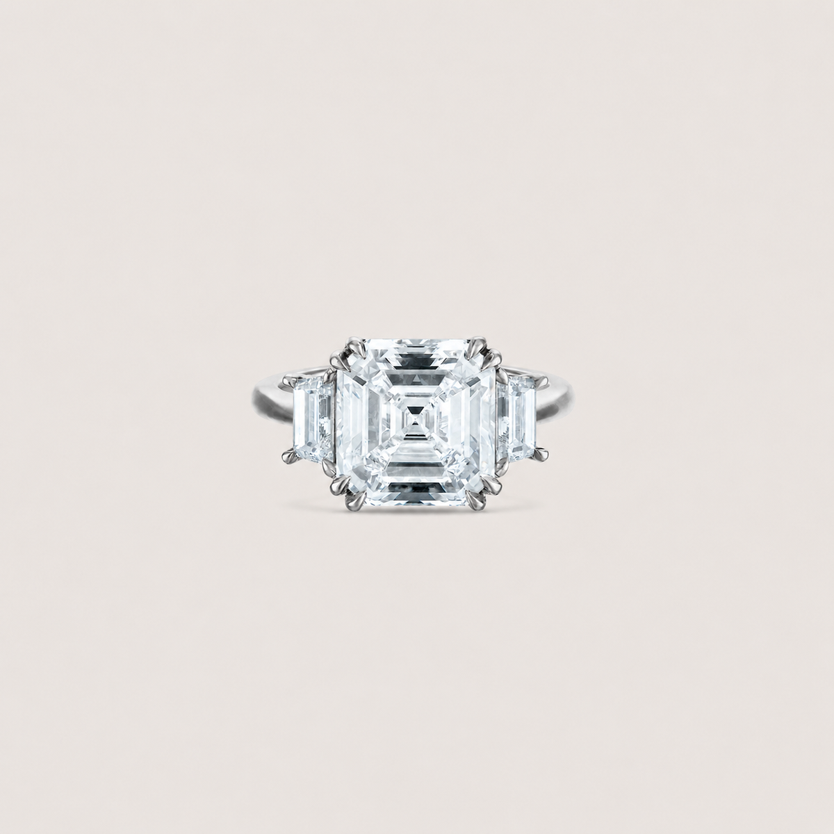 The Summit Three Stone Ring - Double Claws
