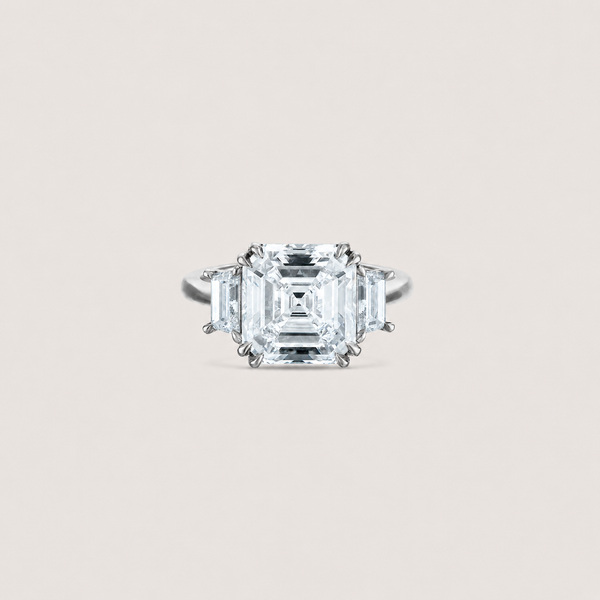 The Summit Three Stone Ring - Double Claws