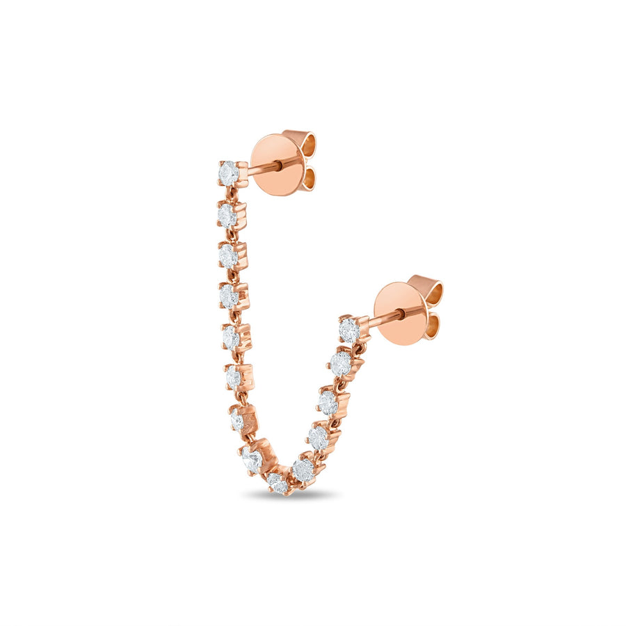 Diamond Studded Chain Earring in Rose Gold