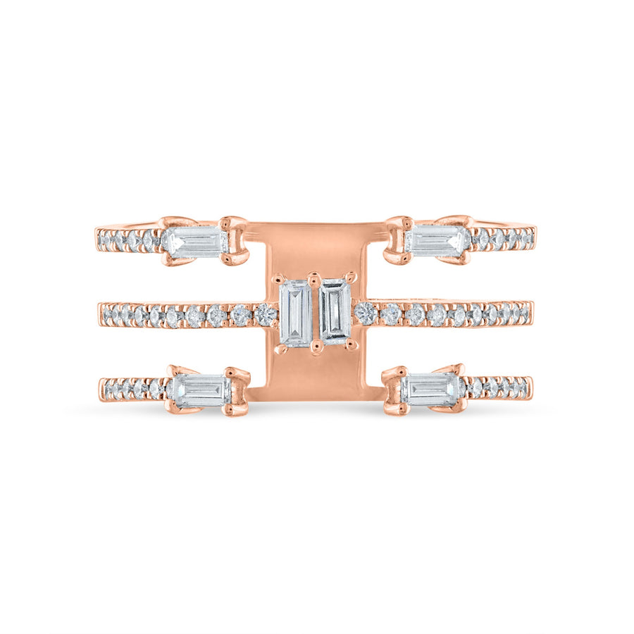 Baguette Sprinkle Diamond Ring in Rose Gold