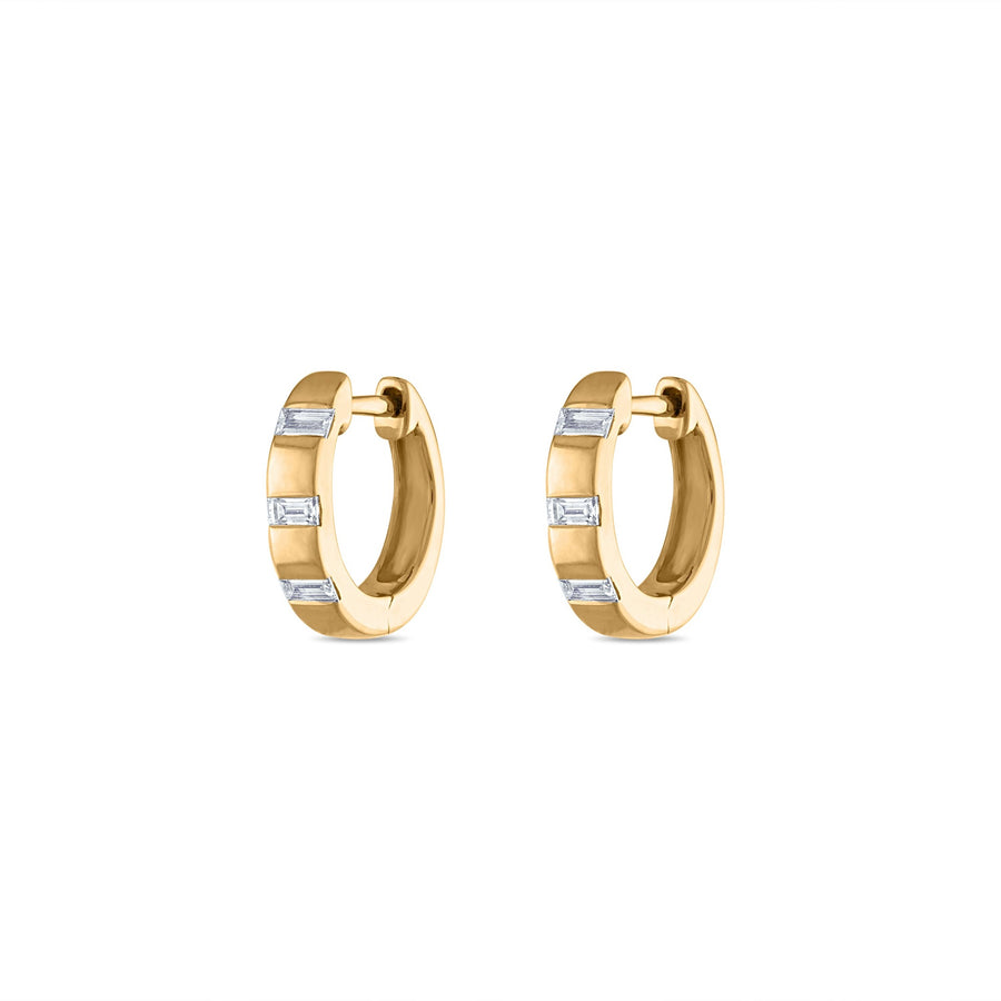 Scattered Baguette Diamond Huggies in Yellow Gold