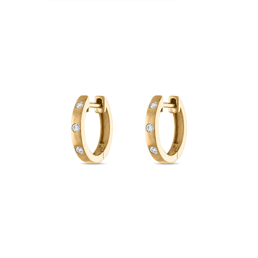 Scattered Diamond Gold Huggies in Yellow Gold