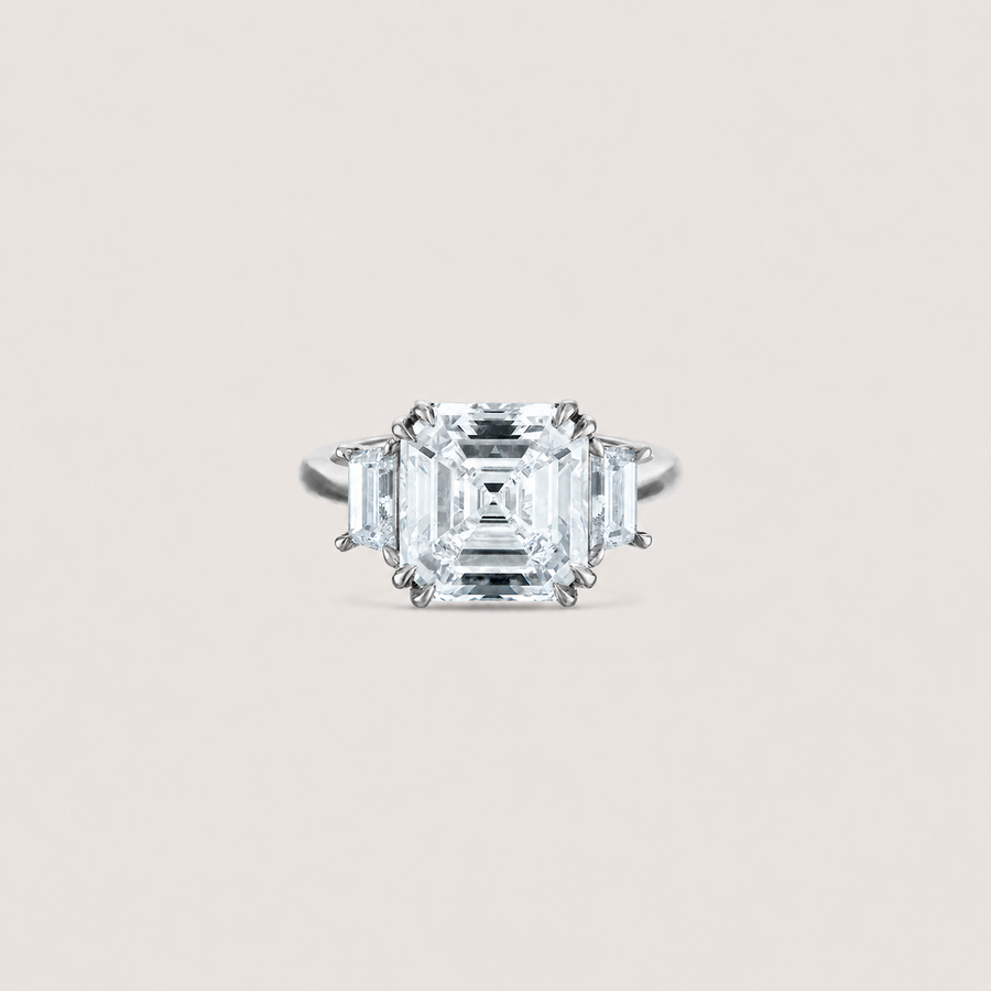 The Summit Three Stone Ring - Double Claws