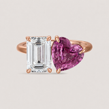 EC and Heart Pink Sapphire Two Stone