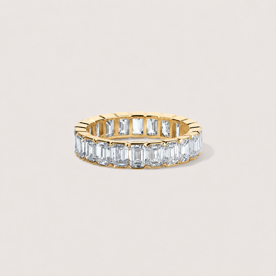 The Cascade Bezel Eternity Band - Emerald