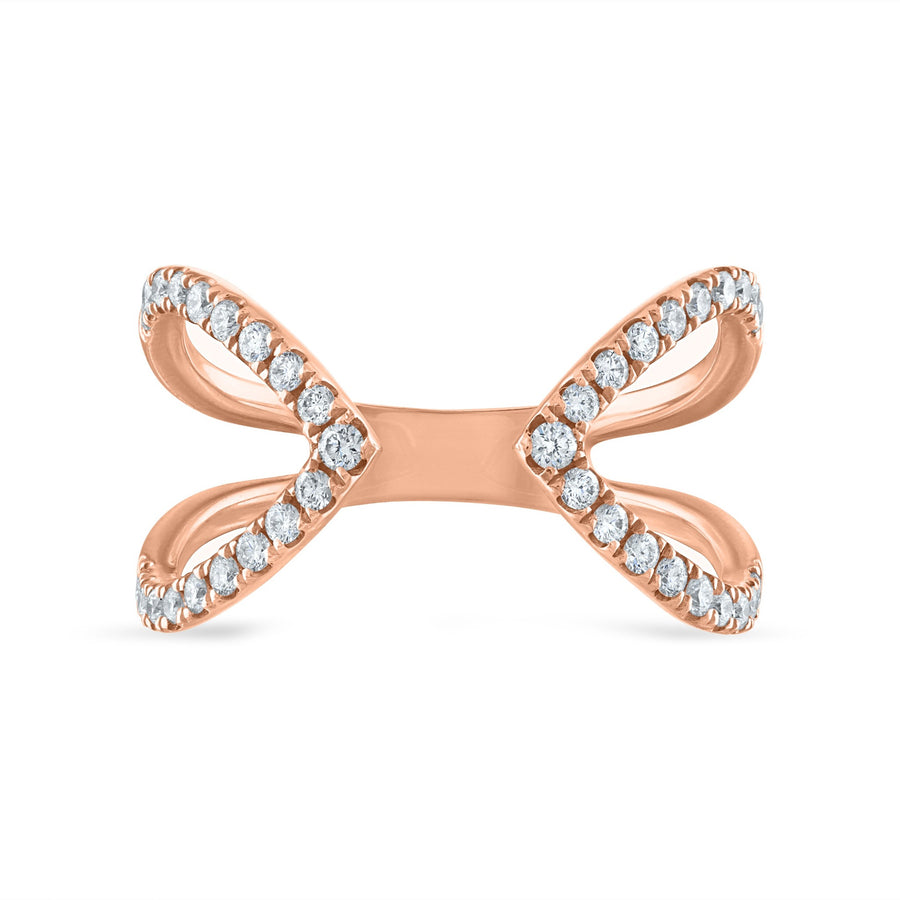 Diamond Outline Open Claw Ring in Rose Gold