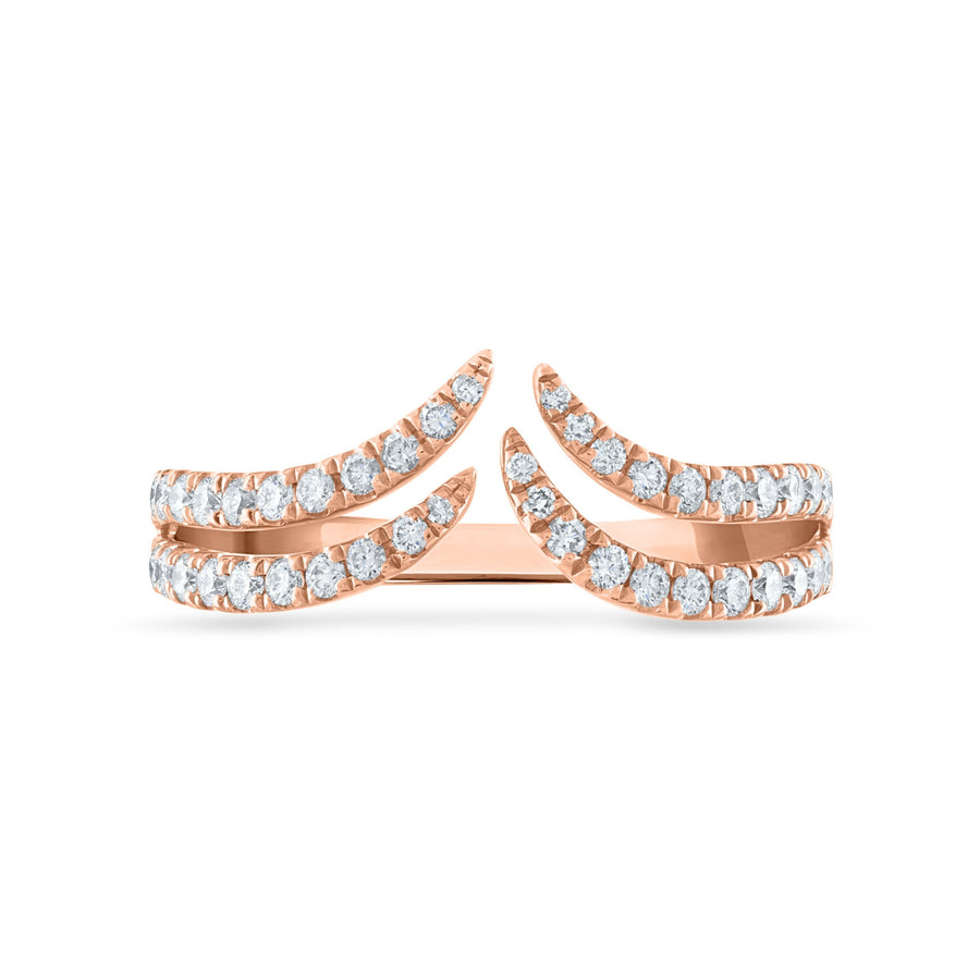 Double Diamond Claw Ring in Rose Gold