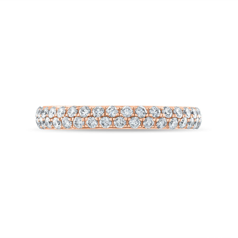 Two Row Micro Pave Diamond Band in Rose Gold