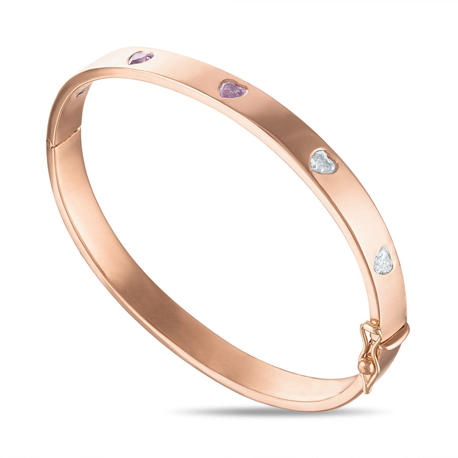 Queen of Hearts Bangle in Rose Gold Side View