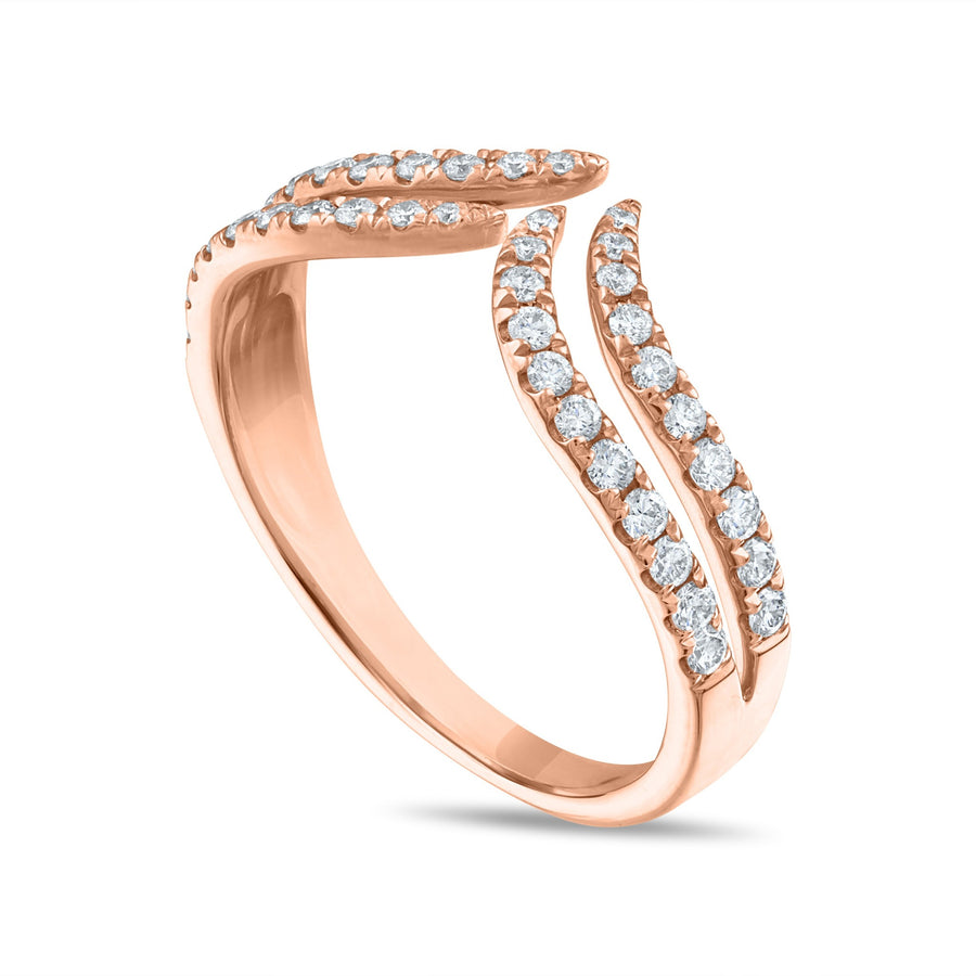 Double Diamond Claw Ring in Rose Gold Side View