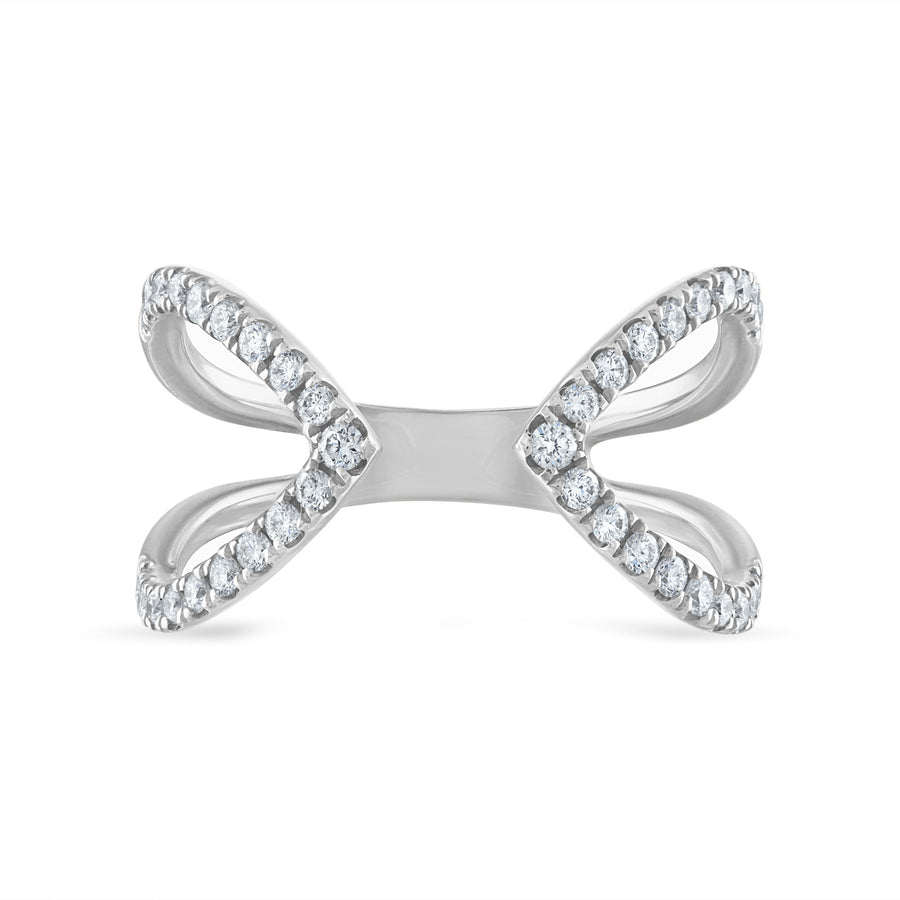 Diamond Outline Open Claw Ring in White Gold