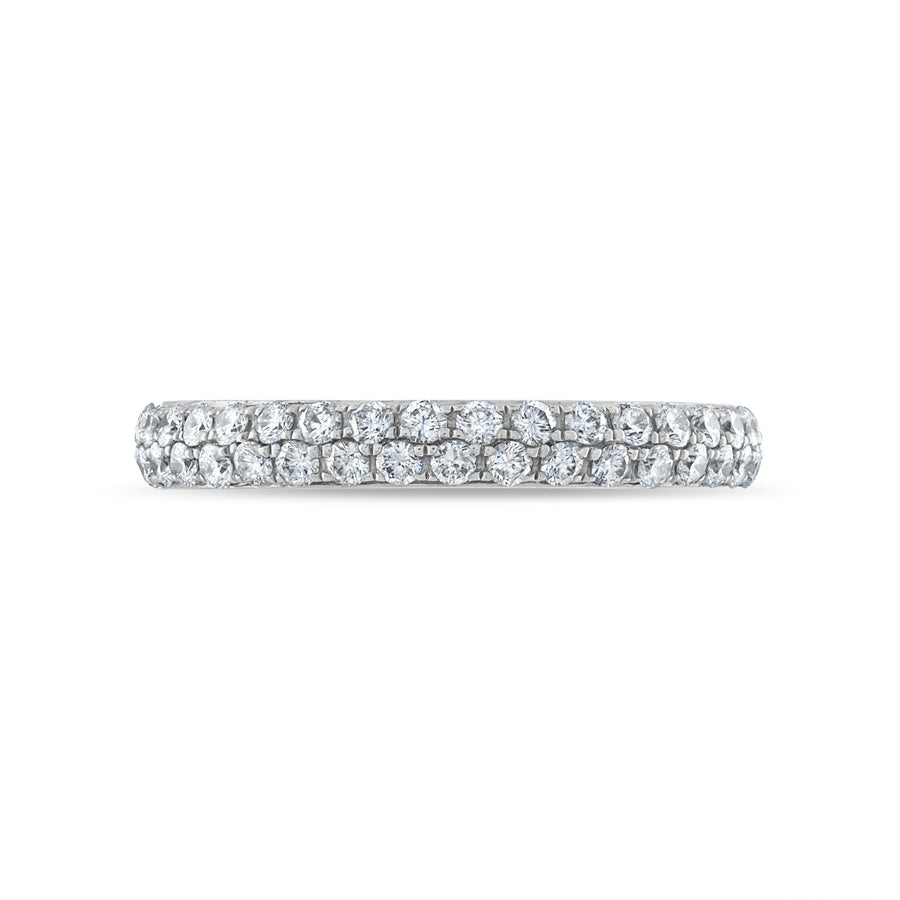 Two Row Micro Pave Diamond Band in White Gold
