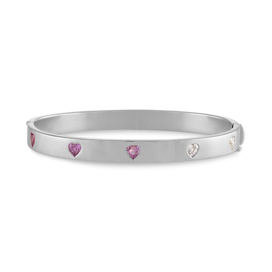Queen of Hearts Bangle in White Gold