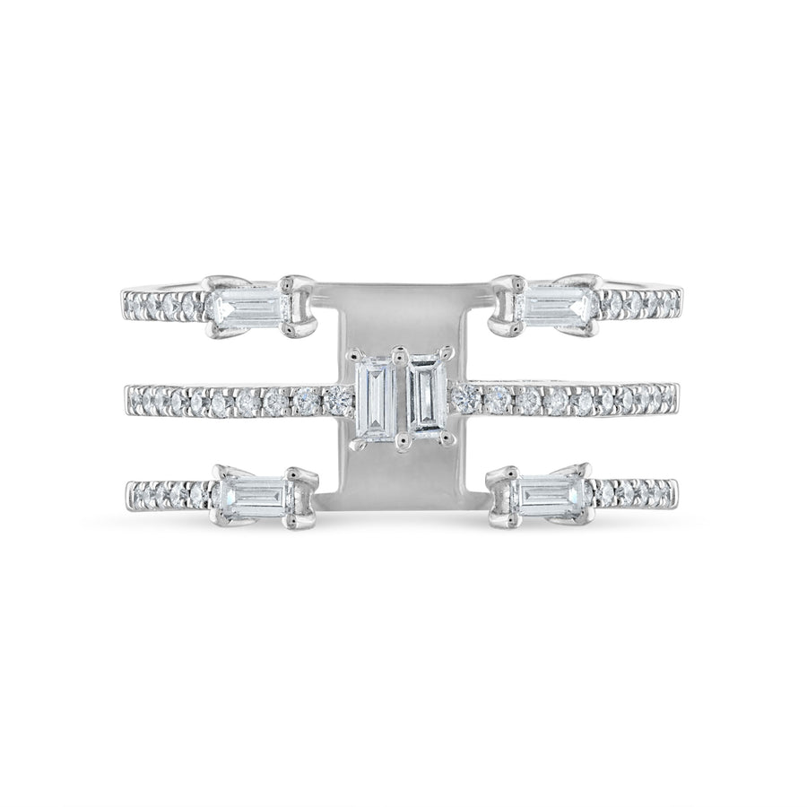 Baguette Sprinkle Diamond Ring in White Gold