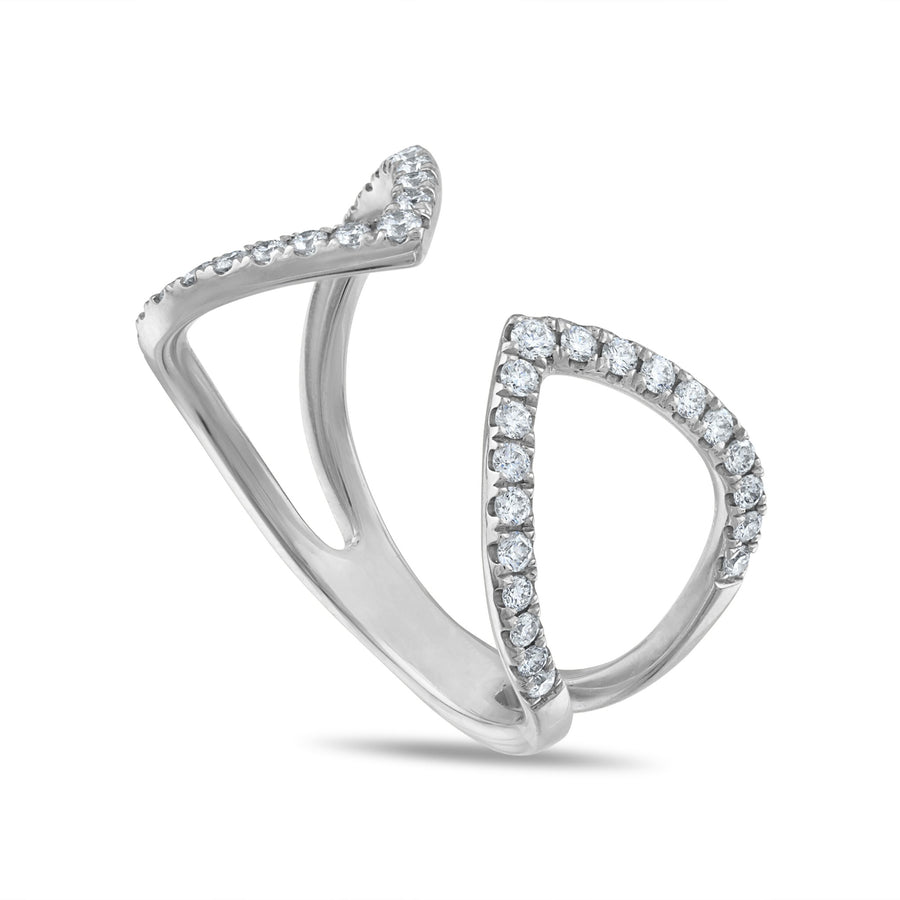 Diamond Outline Open Claw Ring in White Gold Side View
