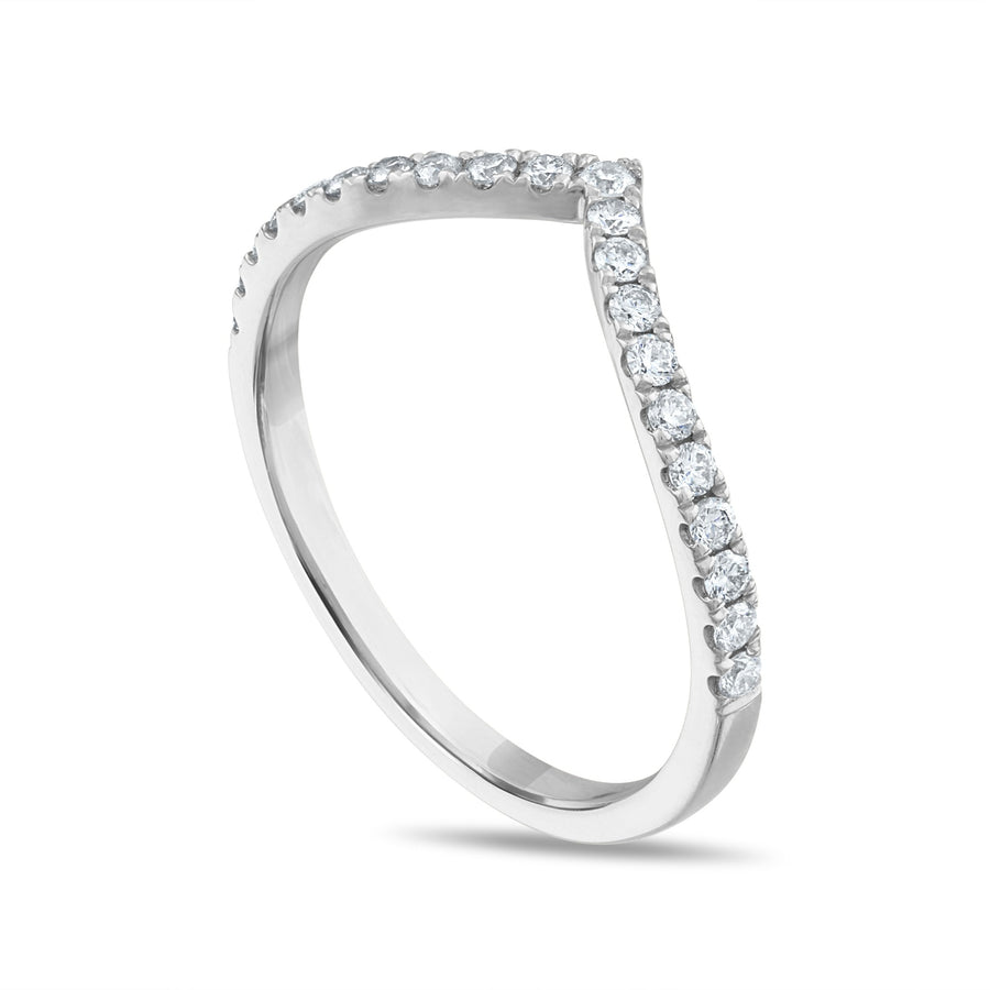 Diamond Arrow Ring in White Gold Side View