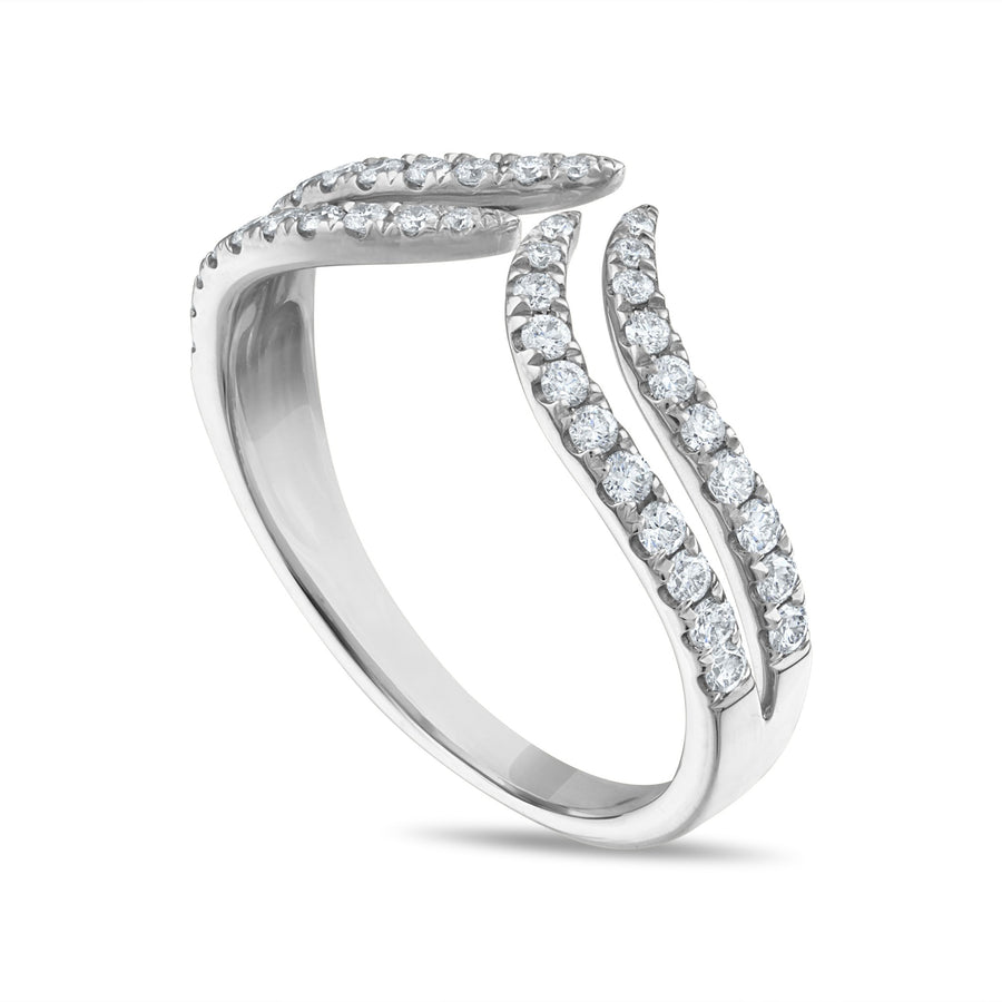 Double Diamond Claw Ring in White Gold Side View