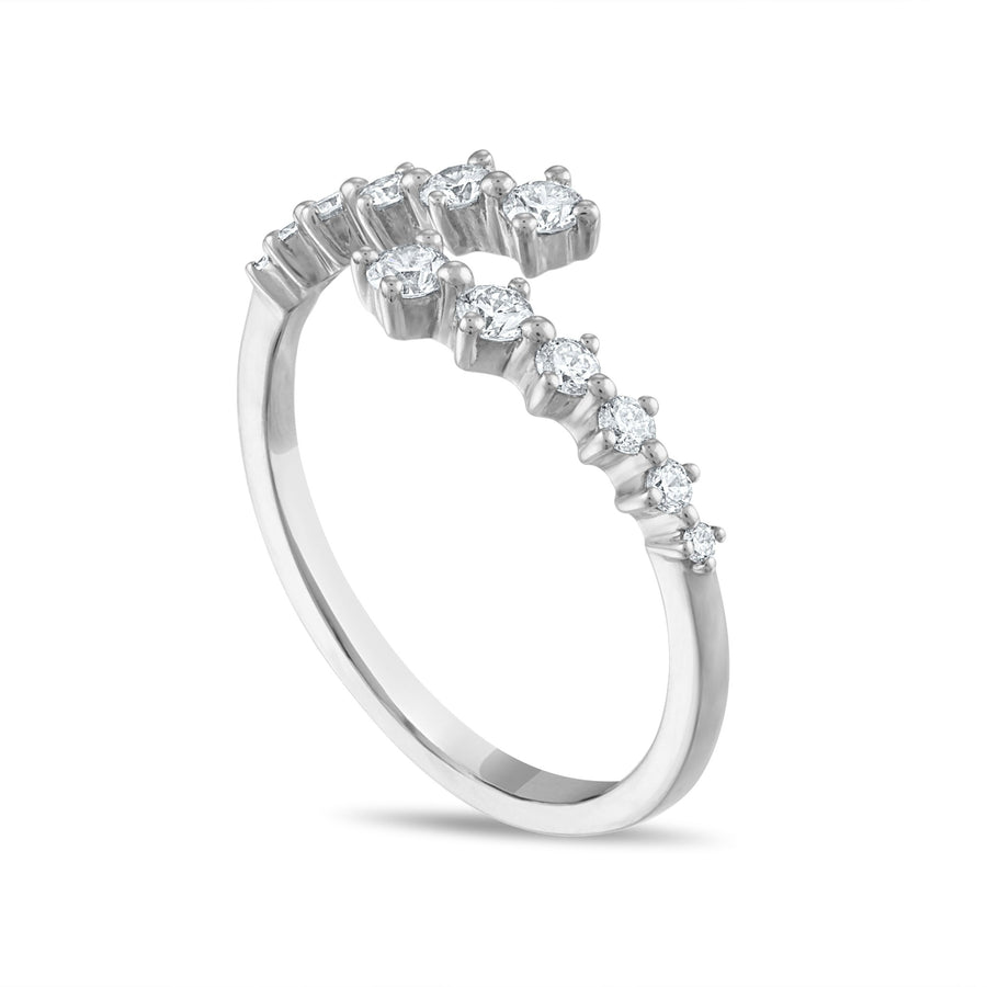 Pointed Diamond Hug Ring in White Gold Side View