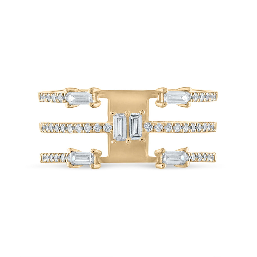 Baguette Sprinkle Diamond Ring in Yellow Gold