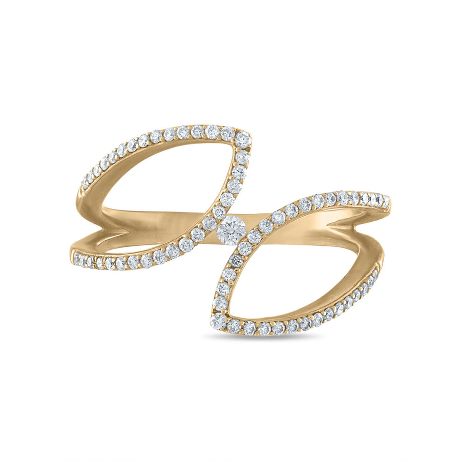 Diamond Leaf Outline Ring in Yellow Gold