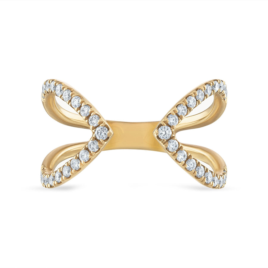Diamond Outline Open Claw Ring in Yellow Gold