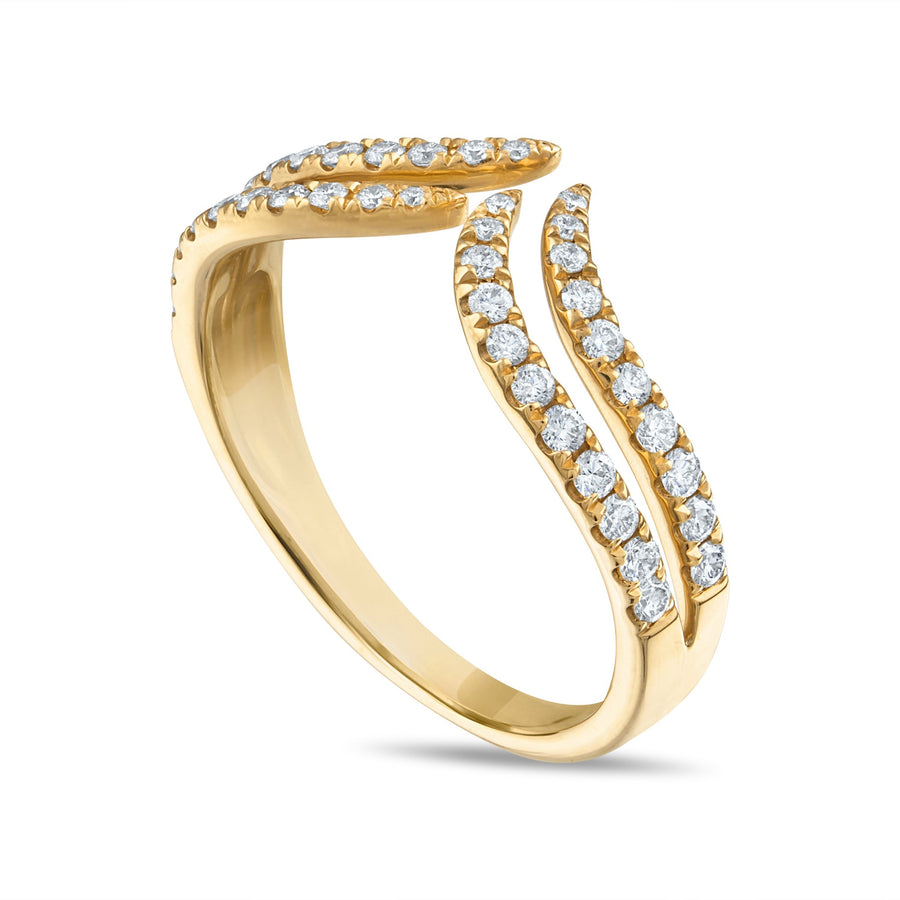 Double Diamond Claw Ring in Yellow Gold Side View