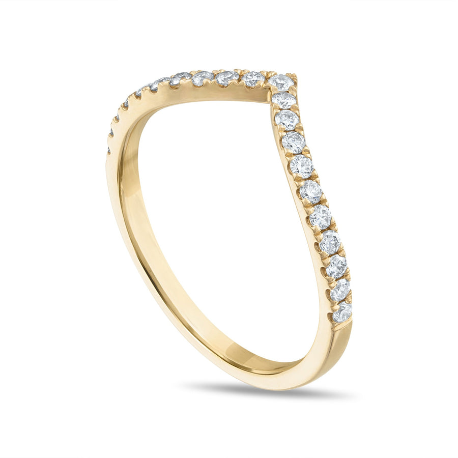 Diamond Arrow Ring in Yellow Gold Side View