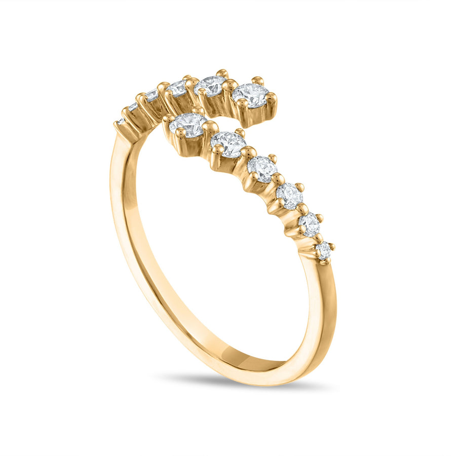 Pointed Diamond Hug Ring in Yellow Gold Side View