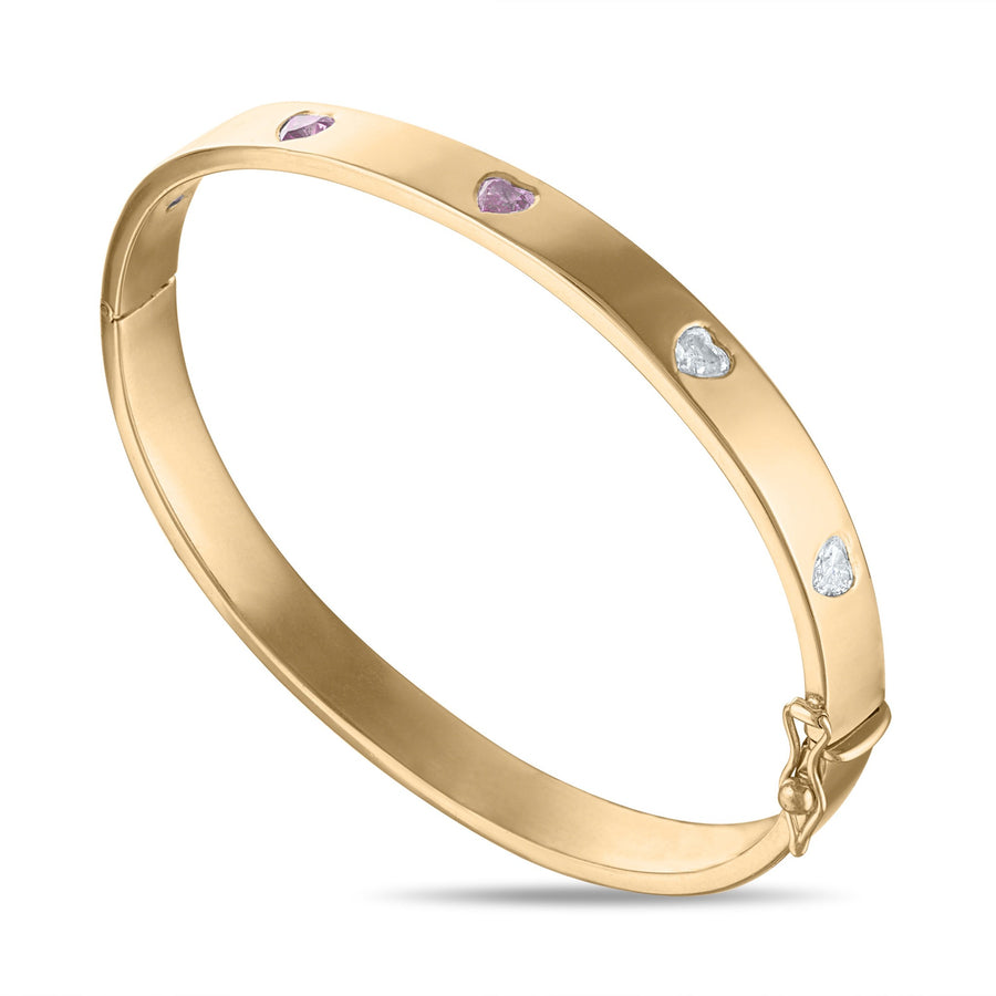 Queen of Hearts Bangle in Yellow Gold Side View