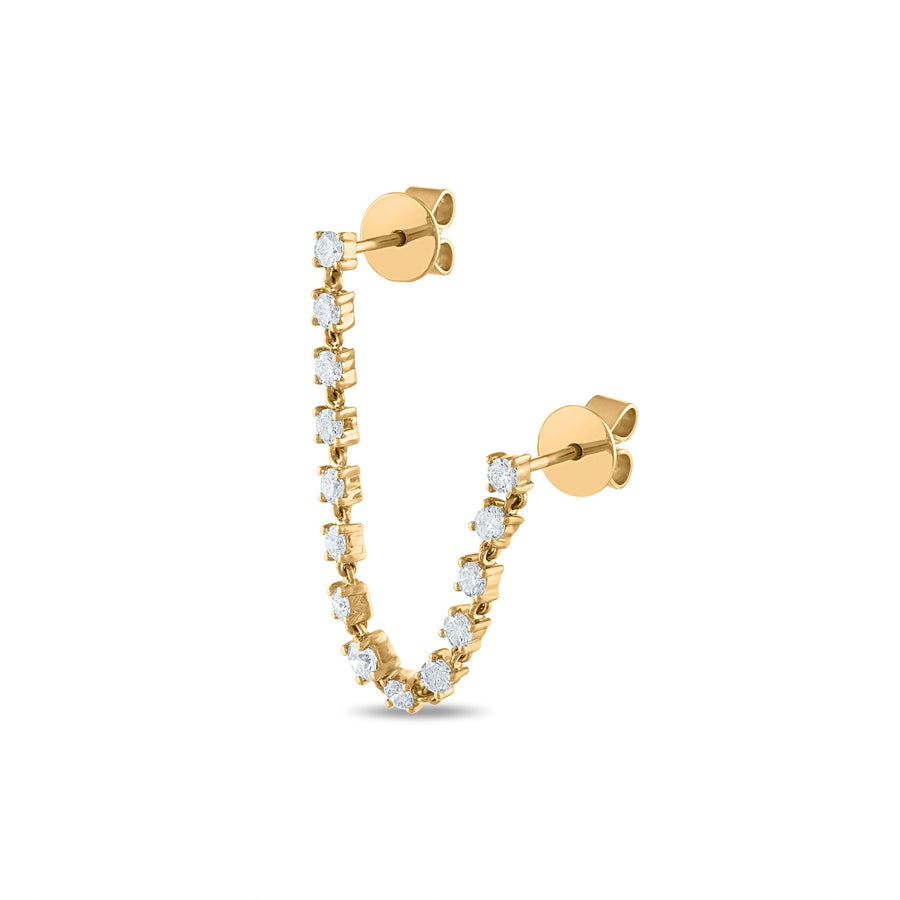 Diamond Studded Chain Earring in Yellow Gold