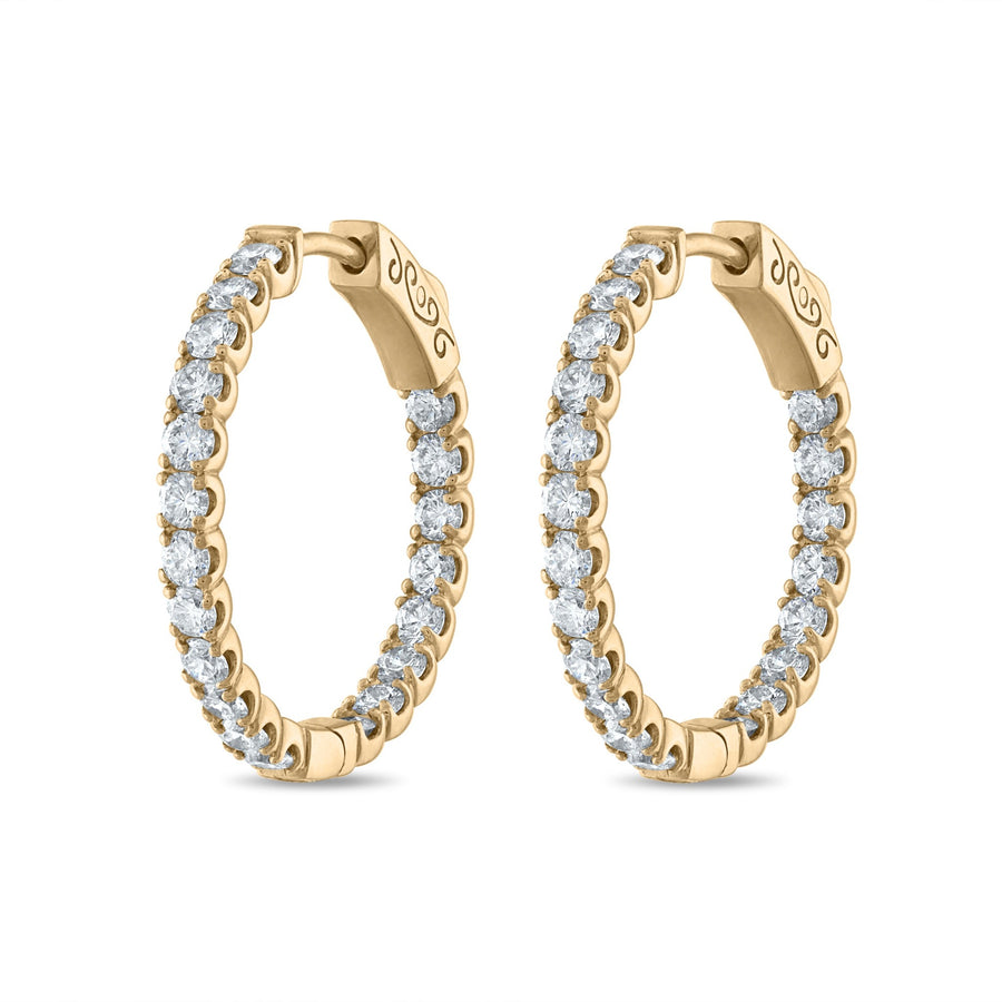 Sparkler Inside Out Diamond Hoops in Yellow Gold