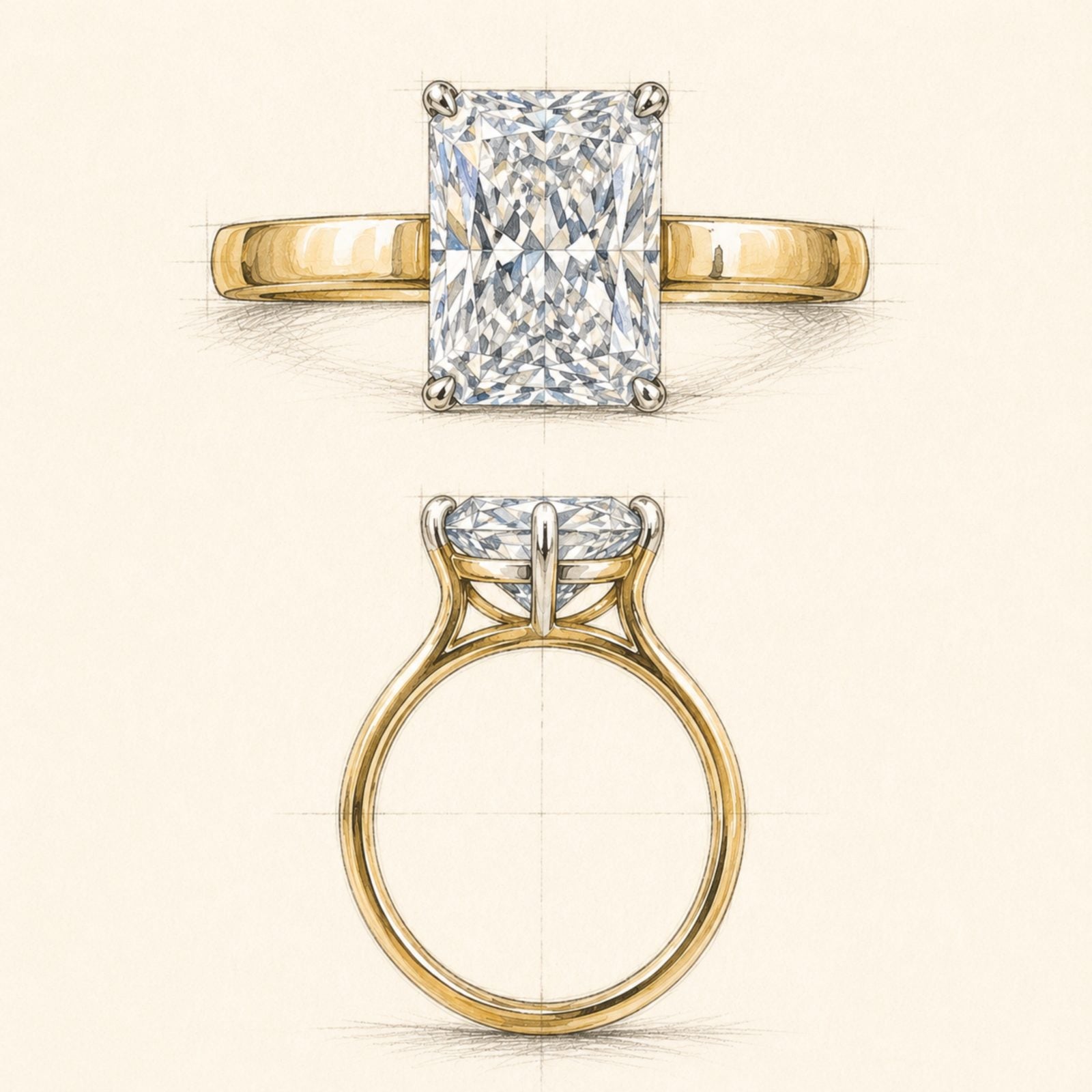 Hand-drawn ring design sketch